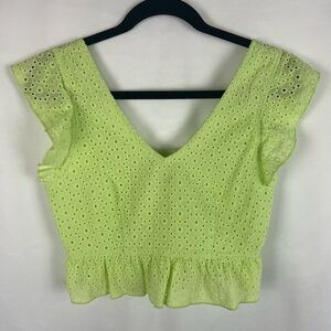 Lime Green Eyelet Lace Women's Top